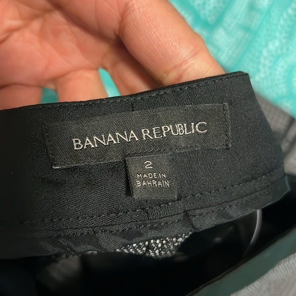 Banana Republic Jacquard Slim Straight Leg Crop Ankle Pants Black - Picture 3 of 5